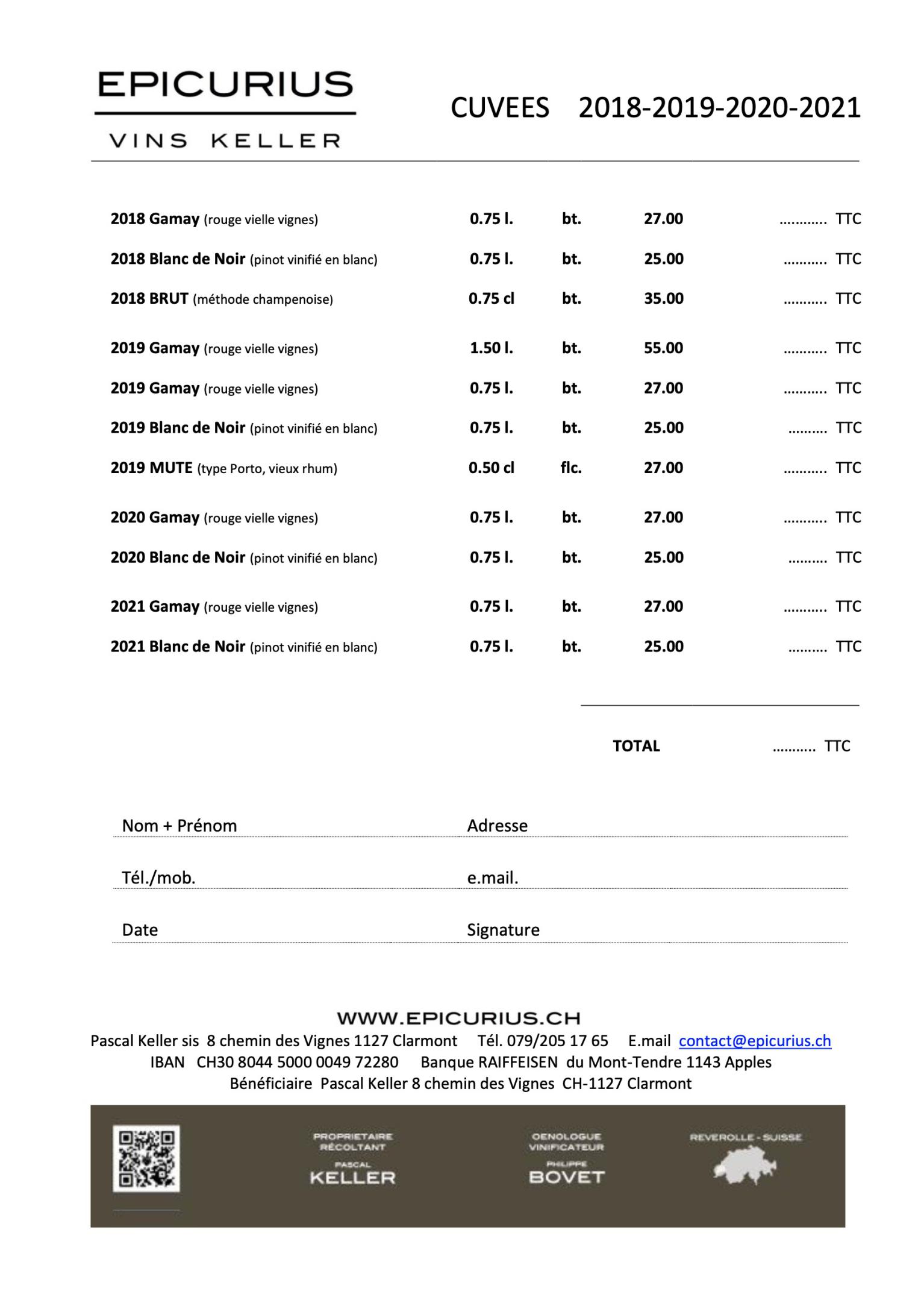 Liste des prix 2021